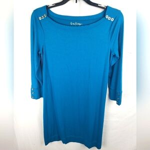 Lilly Pulitzer Sophie Torquoise Dress With Gold Buttons Sz S